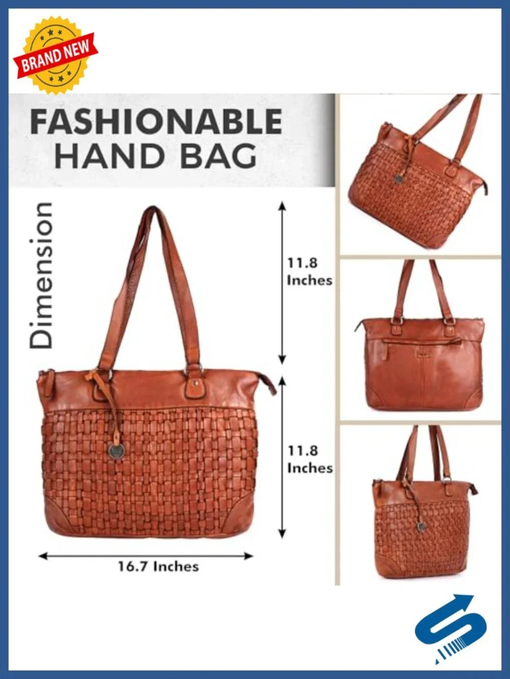 Genuine Leather Tote Handbag Satchel Shoulder Bag Laptop Compartment Multi